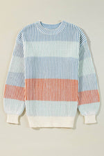 Load image into Gallery viewer, Pink Colorblock Textured Knit Bubble Sleeve Sweater - Fashion Queen -  23

