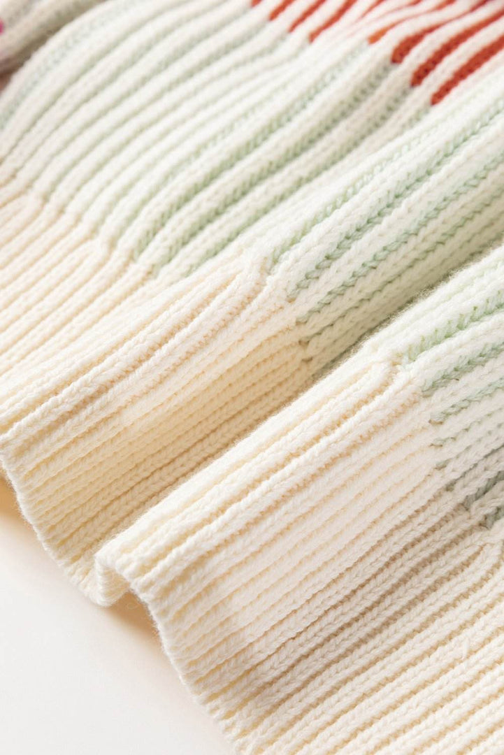 Pink Colorblock Textured Knit Bubble Sleeve Sweater - Fashion Queen -  9
