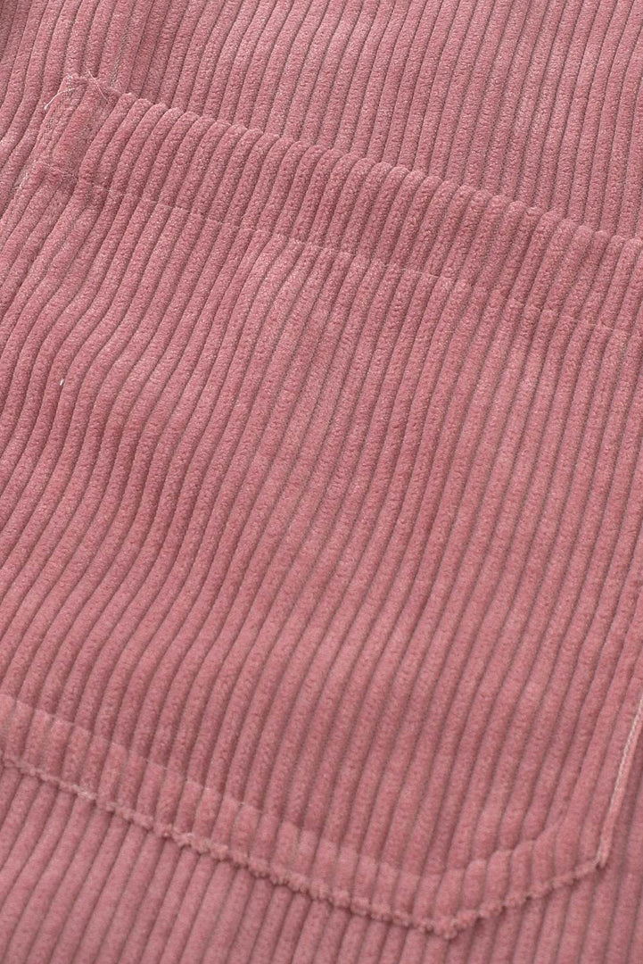 Pink Corduroy Button Pocket Shirt - Fashion Queen -  13