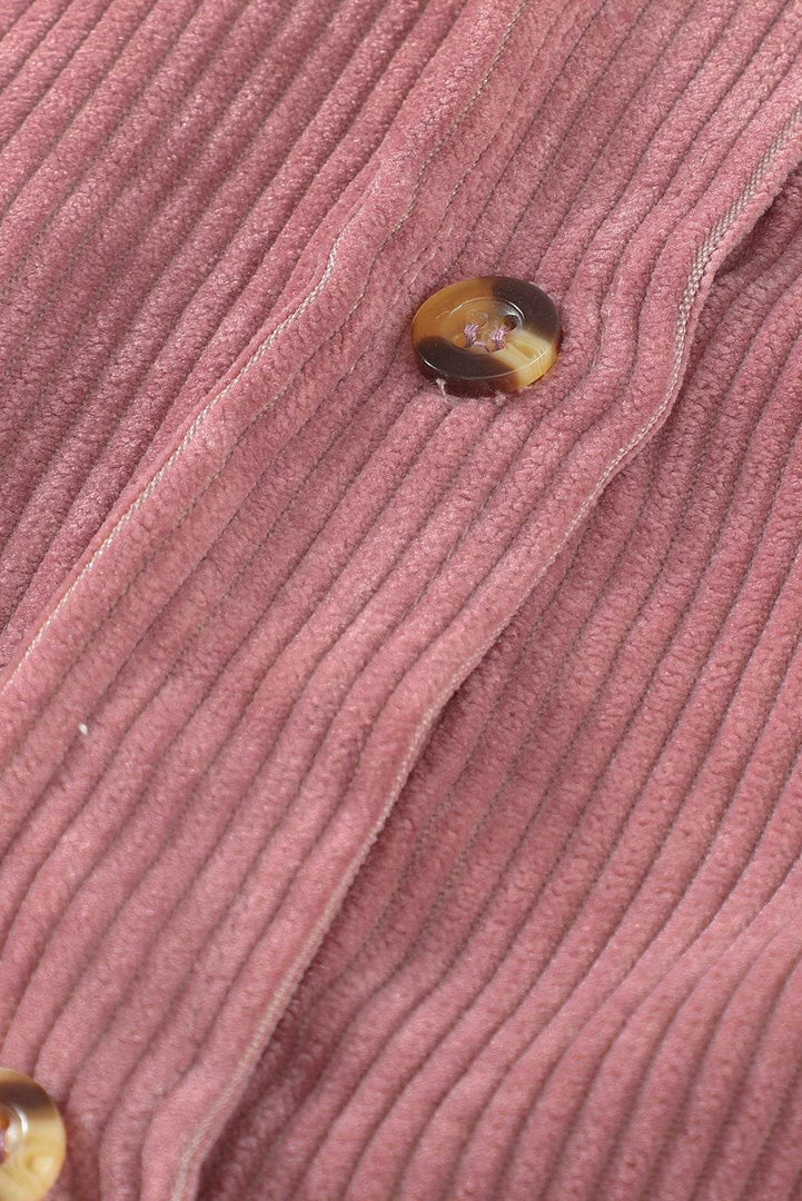 Pink Corduroy Button Pocket Shirt - Fashion Queen -  14