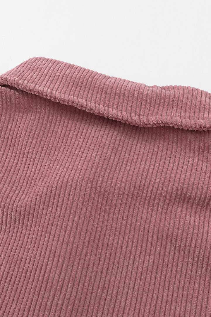 Pink Corduroy Button Pocket Shirt - Fashion Queen -  15