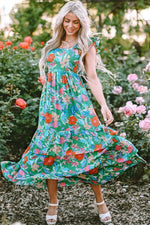 Load image into Gallery viewer, Pink Floral Print Sleeveless Ruffle Tiered Maxi Dress - Fashion Queen -  17
