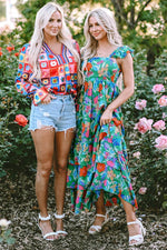 Load image into Gallery viewer, Pink Floral Print Sleeveless Ruffle Tiered Maxi Dress - Fashion Queen -  19

