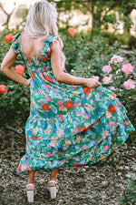 Load image into Gallery viewer, Pink Floral Print Sleeveless Ruffle Tiered Maxi Dress - Fashion Queen -  6
