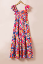 Load image into Gallery viewer, Pink Floral Print Sleeveless Ruffle Tiered Maxi Dress - Fashion Queen -  9
