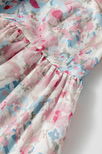 Load image into Gallery viewer, Pink Floral Puff Sleeve Square Neck Smock Ruffled Dress - Fashion Queen -  12
