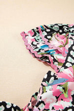 Load image into Gallery viewer, Pink Floral Ricrac Embellished Tiered Mini Dress - Fashion Queen -  15
