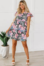Load image into Gallery viewer, Pink Floral Ricrac Embellished Tiered Mini Dress - Fashion Queen -  9
