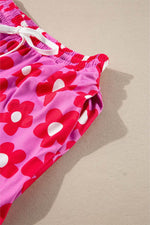 Load image into Gallery viewer, Pink Flower Print Long Sleeve Shirt Shorts Pajamas Set - Fashion Queen -  20
