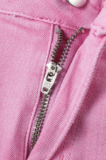 Load image into Gallery viewer, Pink Frayed Edge Mid Rise Denim Shorts - Fashion Queen -  12
