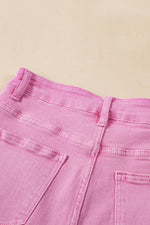 Load image into Gallery viewer, Pink Frayed Edge Mid Rise Denim Shorts - Fashion Queen -  14
