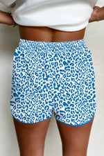 Load image into Gallery viewer, Pink Leopard Elastic Waist Lace up Contrast Trim Casual Shorts - Fashion Queen -  6
