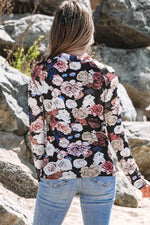 Load image into Gallery viewer, Pink Mesh Floral Print Mock Neck Long Sleeve Slim Top - Fashion Queen -  17
