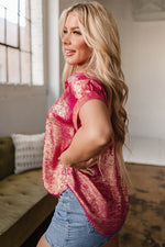 Load image into Gallery viewer, Pink Metallic Sheen Short Sleeve Buttoned Front Casual Shirt - Fashion Queen -  12
