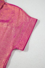 Load image into Gallery viewer, Pink Metallic Sheen Short Sleeve Buttoned Front Casual Shirt - Fashion Queen -  23
