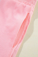 Load image into Gallery viewer, Pink Plus Size Ribbed Exposed Seam Tee and Shorts Set - Fashion Queen -  10
