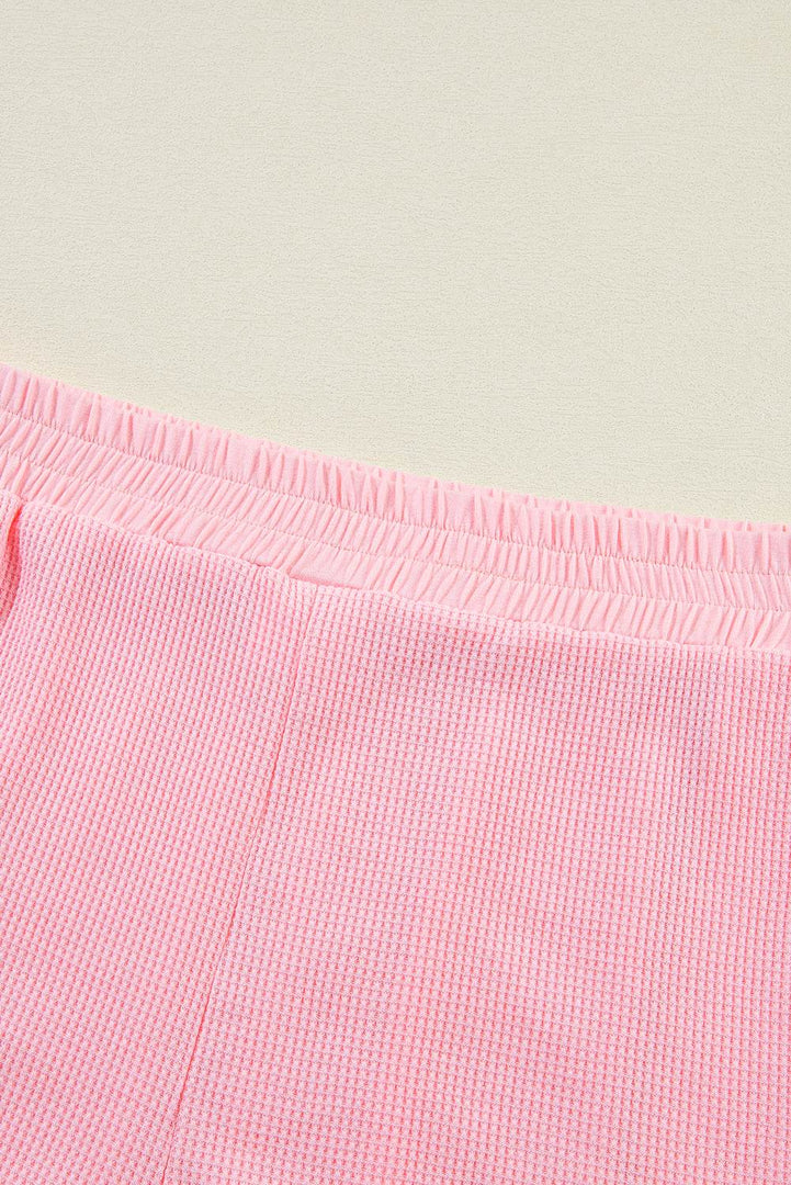 Pink Plus Size Ribbed Exposed Seam Tee and Shorts Set - Fashion Queen -  11