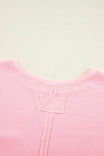 Load image into Gallery viewer, Pink Plus Size Ribbed Exposed Seam Tee and Shorts Set - Fashion Queen -  3
