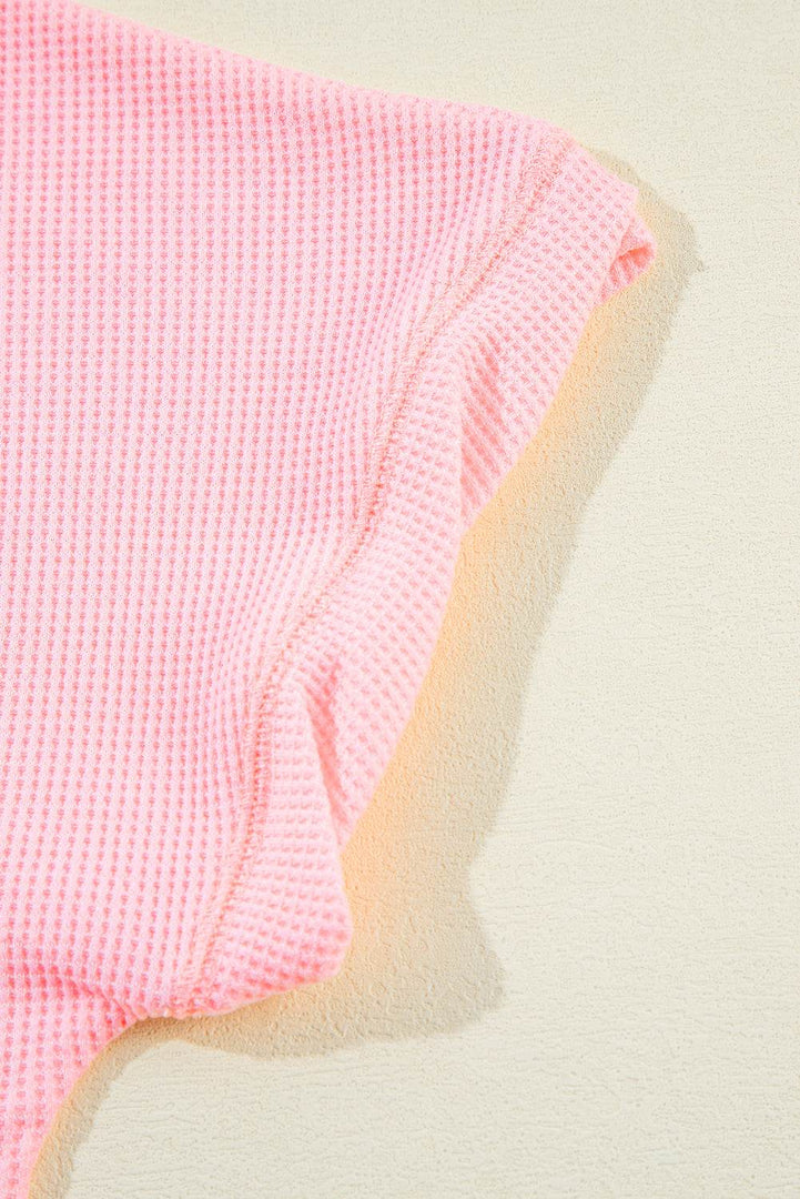 Pink Plus Size Ribbed Exposed Seam Tee and Shorts Set - Fashion Queen -  6