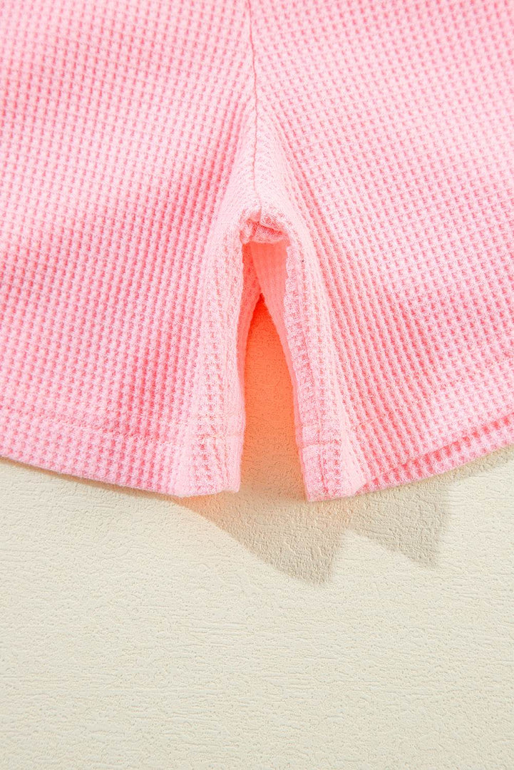 Pink Plus Size Ribbed Exposed Seam Tee and Shorts Set - Fashion Queen -  9
