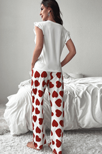 Load image into Gallery viewer, Pink Ruffled Tank Top And Heart Print Pants Lounge Set - Fashion Queen -  5
