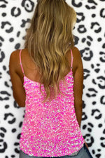 Load image into Gallery viewer, Pink Sequin Adjustable Straps Tank Top - Fashion Queen -  10
