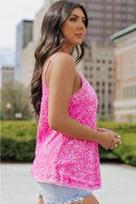 Load image into Gallery viewer, Pink Sequin Adjustable Straps Tank Top - Fashion Queen -  3

