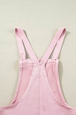 Load image into Gallery viewer, Pink Solid Color Knot Straps Denim Romper with Pockets - Fashion Queen -  10
