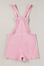Load image into Gallery viewer, Pink Solid Color Knot Straps Denim Romper with Pockets - Fashion Queen -  7
