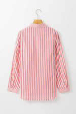 Load image into Gallery viewer, Pink Stripe Buttoned Long Sleeve Casual Shirt - Fashion Queen -  10
