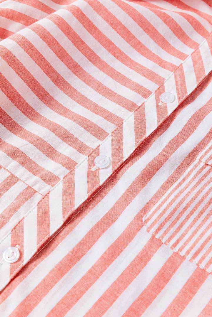 Pink Stripe Buttoned Long Sleeve Casual Shirt - Fashion Queen -  12