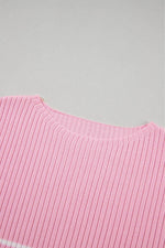 Load image into Gallery viewer, Pink Stripe Ribbed Loose Plus T Shirt - Fashion Queen -  17
