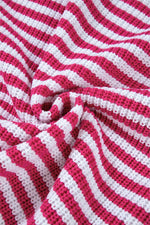 Load image into Gallery viewer, Pink Stripe Zip up Collar Drop Shoulder Sweater - Fashion Queen -  14
