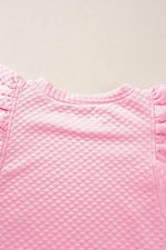 Load image into Gallery viewer, Pink Textured Ruffle Short Sleeve Pullover Top - Fashion Queen -  12
