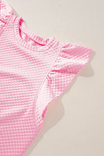 Load image into Gallery viewer, Pink Textured Ruffle Short Sleeve Pullover Top - Fashion Queen -  8
