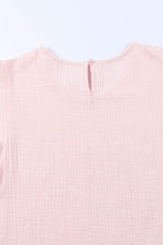 Load image into Gallery viewer, Pink Textured Tiered Ruffled Short Sleeve Blouse - Fashion Queen -  10
