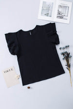 Load image into Gallery viewer, Pink Textured Tiered Ruffled Short Sleeve Blouse - Fashion Queen -  16
