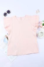 Load image into Gallery viewer, Pink Textured Tiered Ruffled Short Sleeve Blouse - Fashion Queen -  8
