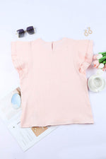 Load image into Gallery viewer, Pink Textured Tiered Ruffled Short Sleeve Blouse - Fashion Queen -  9
