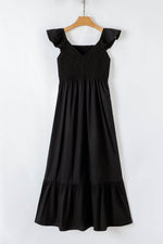 Load image into Gallery viewer, Pink V Neck Flutter Sleeve Smocked Bodice High Waist Ruffle Maxi Dress - Fashion Queen -  18
