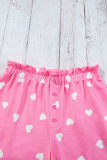 Load image into Gallery viewer, Pink Valentine Heart Print Long Sleeve Tee and Shorts Lounge Set - Fashion Queen -  14
