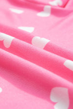 Load image into Gallery viewer, Pink Valentine Heart Print Long Sleeve Tee and Shorts Lounge Set - Fashion Queen -  16
