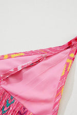 Load image into Gallery viewer, Pink Western Printed Tassel Tie V Neck Wrap Maxi Dress - Fashion Queen -  13
