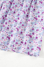 Load image into Gallery viewer, Purple Floral Short Bubble Sleeve Shirred High Waist Maxi Dress - Fashion Queen -  18
