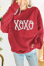 Load image into Gallery viewer, Racing Red Aphabet Chenille Embroidered Pullover Sweatshirt - Fashion Queen -  1

