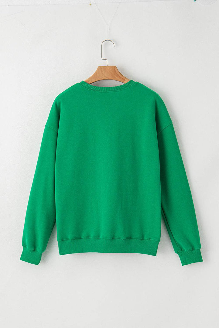 Racing Red Aphabet Chenille Embroidered Pullover Sweatshirt - Fashion Queen -  12