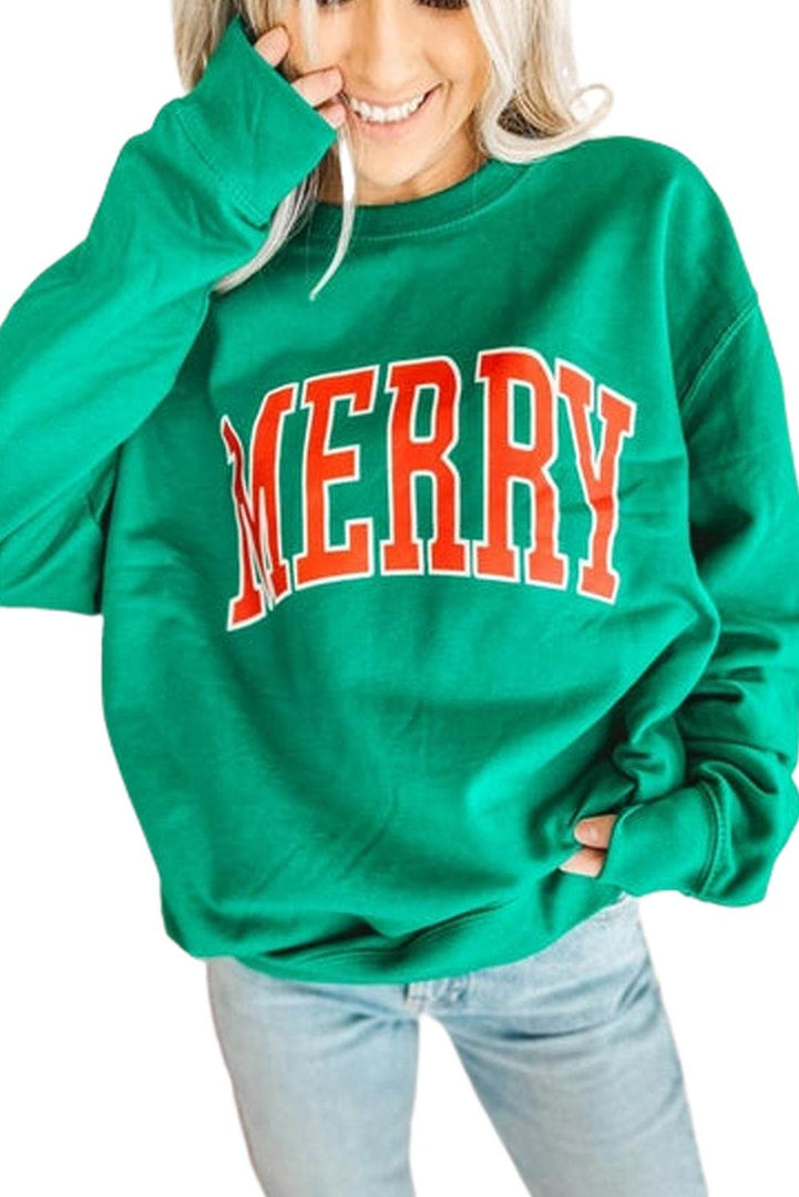 Racing Red Aphabet Chenille Embroidered Pullover Sweatshirt - Fashion Queen -  23