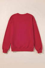 Load image into Gallery viewer, Racing Red Aphabet Chenille Embroidered Pullover Sweatshirt - Fashion Queen -  3
