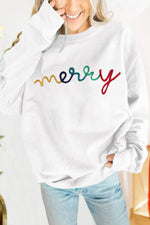Load image into Gallery viewer, Racing Red Aphabet Chenille Embroidered Pullover Sweatshirt - Fashion Queen -  7
