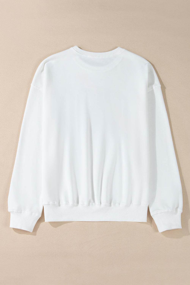 Racing Red Aphabet Chenille Embroidered Pullover Sweatshirt - Fashion Queen -  9